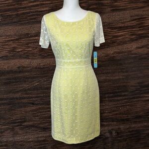 NWT $169 Antonio Melani Alexa Dress Garden lace 2 XS Yellow wedding cocktail NEW